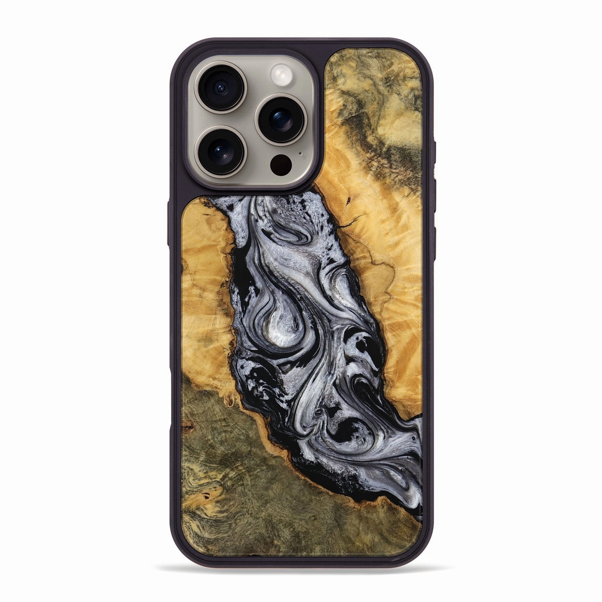 Iphone 16 Pro Max Wood Phone Case - Marci (Black & White, 770458) Crystal Clear Screen