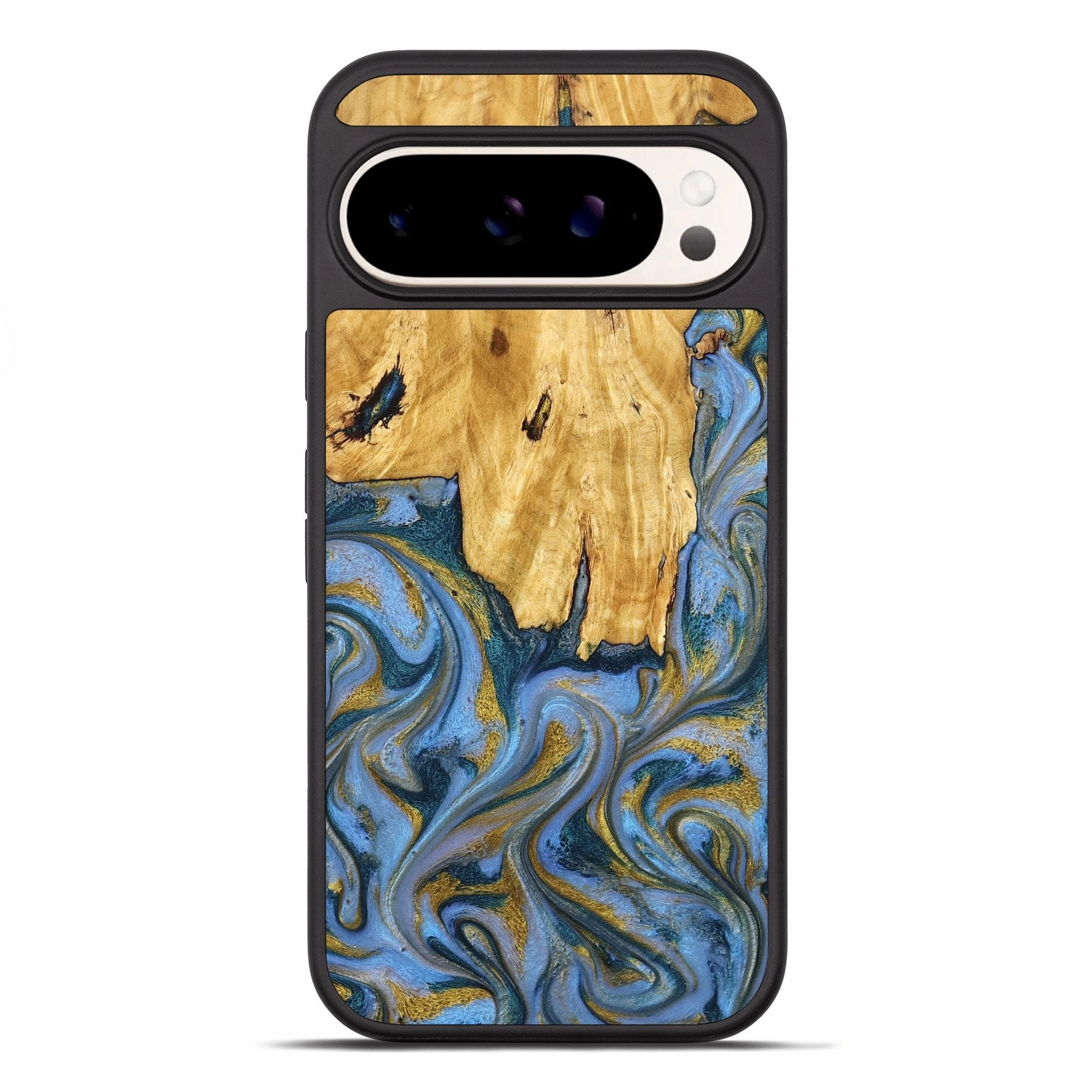 Pixel 10 Pro Xl Wood Phone Case - Jacoby (Teal & Gold, 776556) Scratch Proof Glass Anti Glare Film
