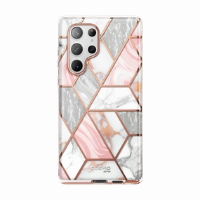 Edge Protection High Transparency Galaxy S23 Ultra Cosmo Case - Marble Pink