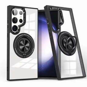 Screen Guard Anti Finger Streak Phonix Case For Galaxy S25 Edge Ring Holder Case Compatible With Magsafe