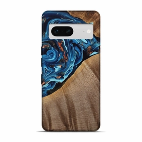 HD Clarity Fingerprint Resistant Coating Pixel 7 Wood Live Edge Phone Case - Waverly (Teal & Gold, 775617)