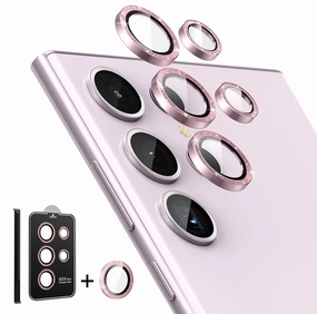Tempered Glass Camera Lens Protector For Galaxy S23 Ultra-Glitter Pink Smooth Touch Film