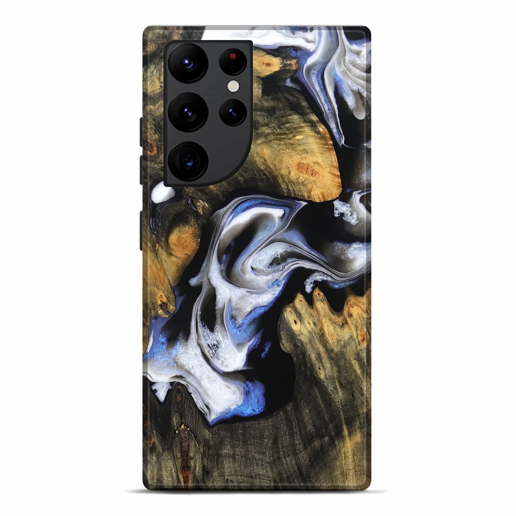 Galaxy S22 Ultra Wood Live Edge Phone Case - Yair (Black & White, 781234) Drop Protection