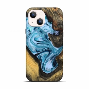 Iphone 13 Wood Live Edge Phone Case - Kiera (Blue, 780487) Raised Edges