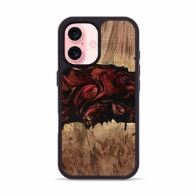 Iphone 16 Wood Phone Case - Anitra (Red, 771817) Shock Guard