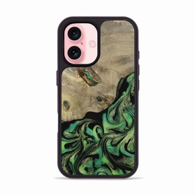 Iphone 16 Wood Phone Case - Dee (Green, 781566) Anti Finger Oil Coating
