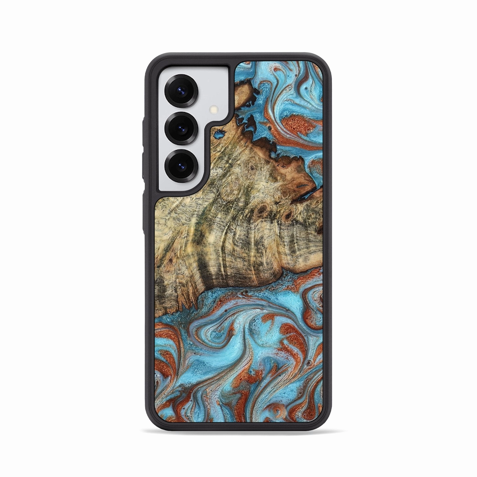 Galaxy S25 Wood Phone Case - Domenic (Teal & Gold, 780727) Anti Yellowing Screen