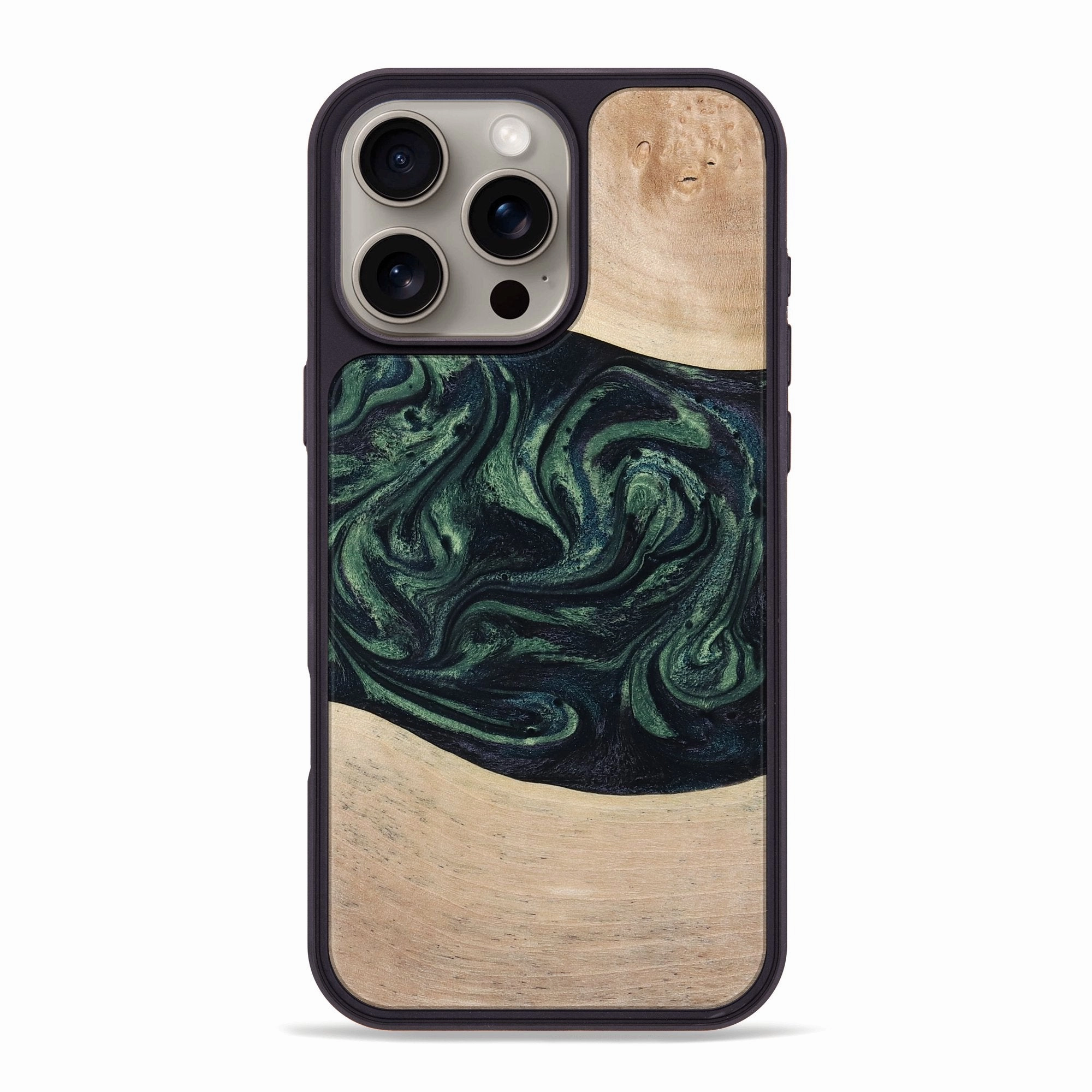 Edge to Edge Protection Anti Shock Screen Iphone 16 Pro Max Wood Phone Case - Haylie (Green, 773401)