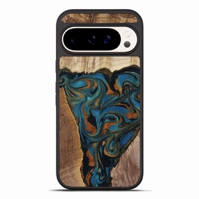 Pixel 10 Pro Xl Wood Phone Case - Nichole (Teal & Gold, 769947) Anti Finger Streak