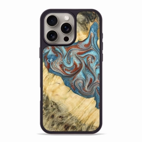 Iphone 16 Pro Max Wood Phone Case - Fredric (Teal & Gold, 774749) Easy Apply