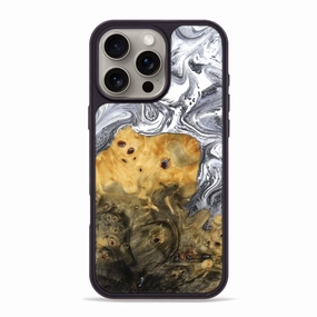 Iphone 16 Pro Max Wood Phone Case - Sean (Black & White, 773642) Anti Finger Mark Privacy Screen