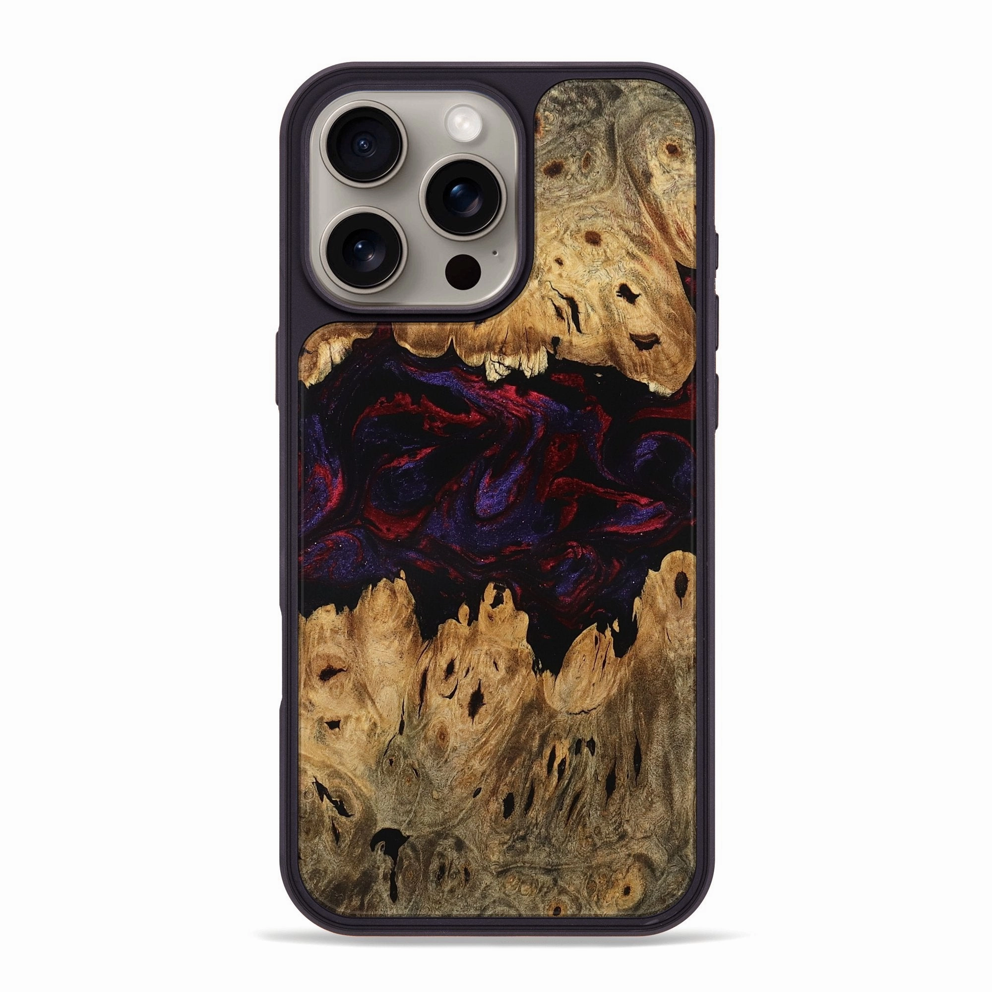 Iphone 16 Pro Max Wood Phone Case - Vance (Red, 771147) Anti Finger Oil Coating Tempered Screen Protector
