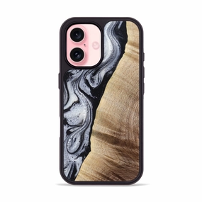Iphone 16 Wood Phone Case - Kate (Black & White, 777574) Anti Fingerprint Film