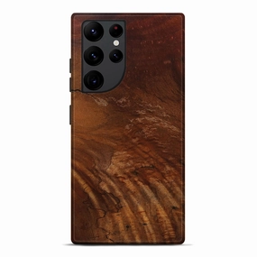 Anti Finger Mark Rounded Edges Galaxy S22 Ultra Wood Live Edge Phone Case - Shana (Wood Burl, 781466)