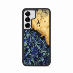 Galaxy S25 Wood Phone Case - Alycia (Blue, 780703) HD Screen Protector Anti Spy Film