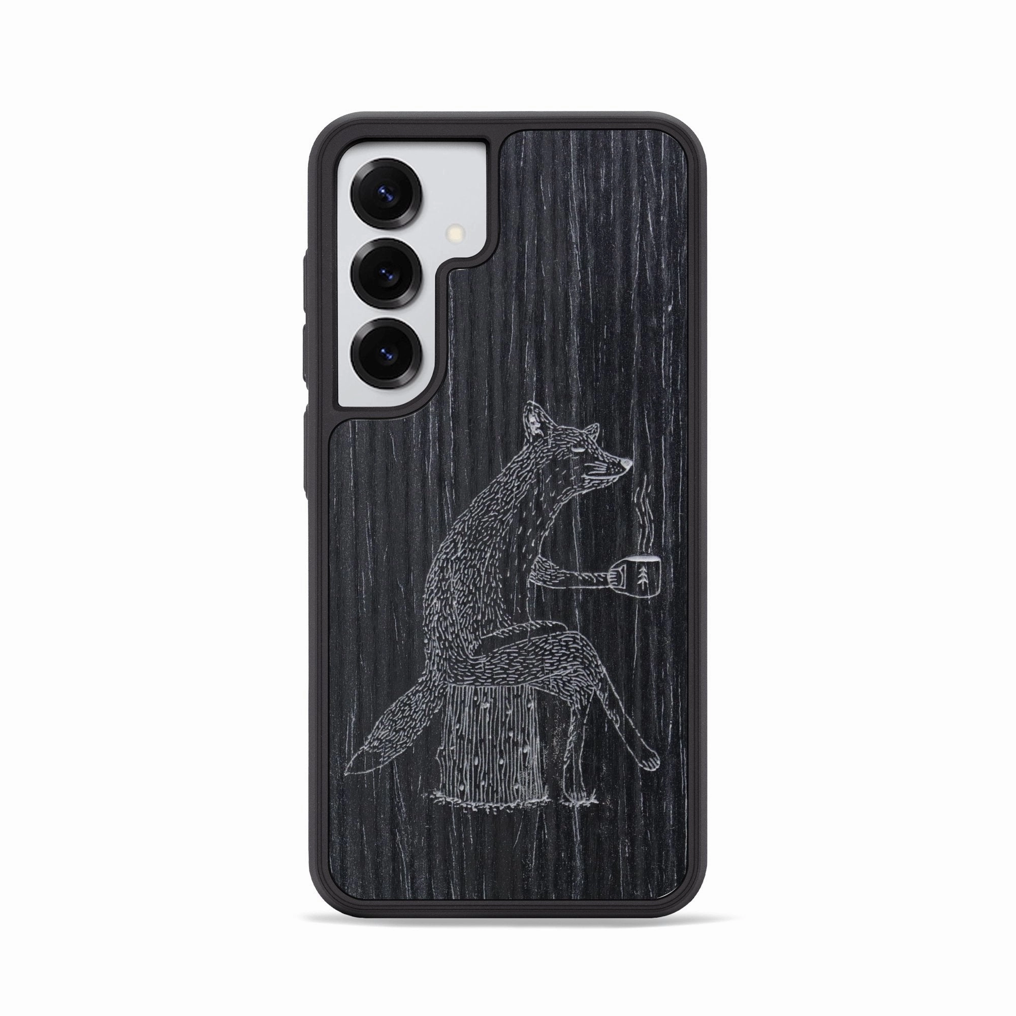 Galaxy S25 Wood Phone Case - Fox - Ebony (Curated) Anti Finger Stain