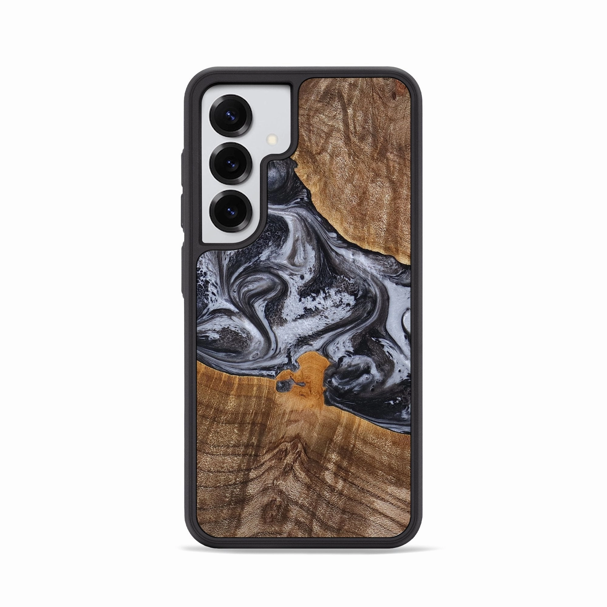 Fingerprint Free Smooth Touch Film Galaxy S25 Wood Phone Case - Gussie (Black & White, 771587)
