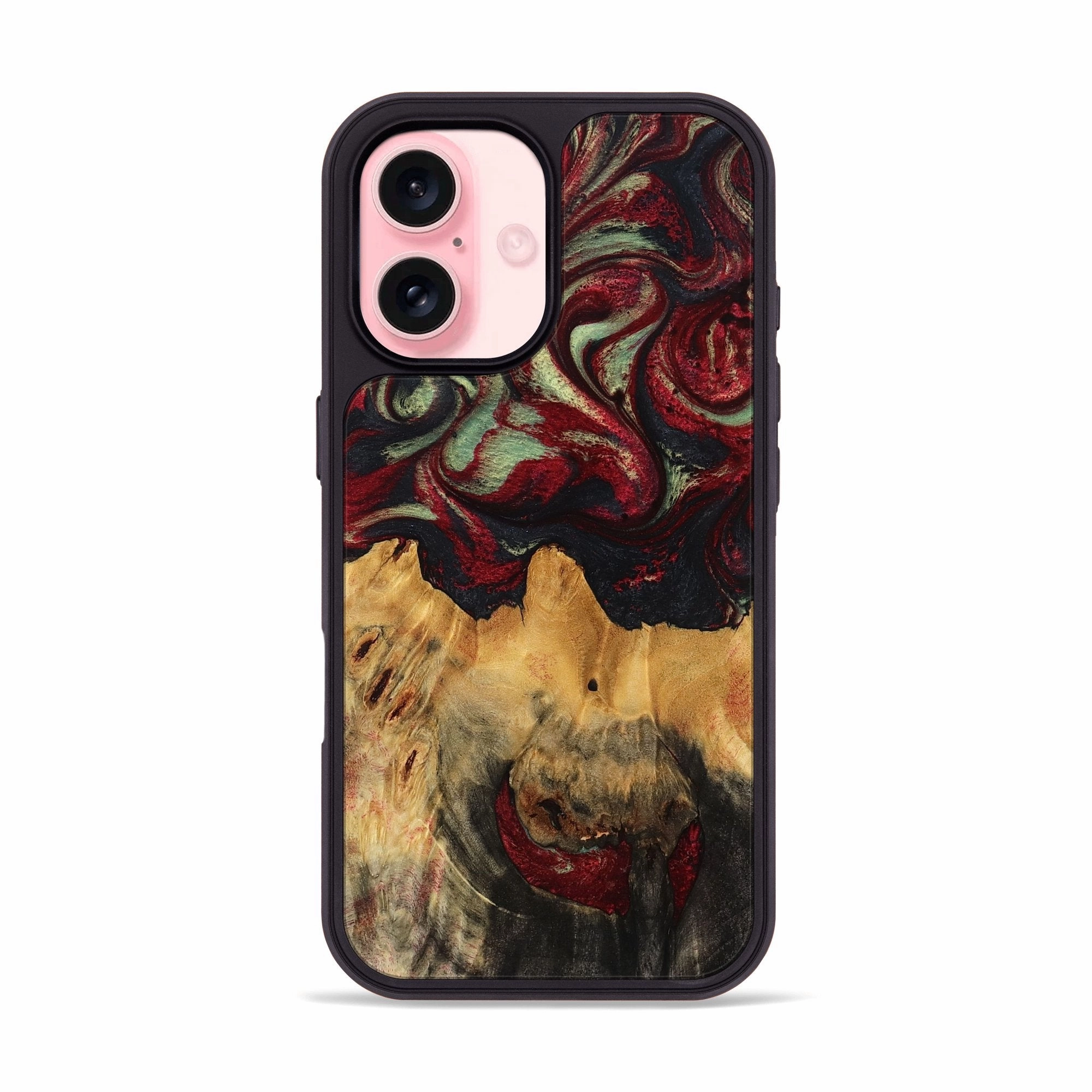 Tempered Screen Protector Iphone 16 Wood Phone Case - Hank (Red, 780953)