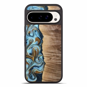 Pixel 10 Pro Xl Wood Phone Case - Jacklyn (Teal & Gold, 770390) Anti Yellowing Screen Impact Protection