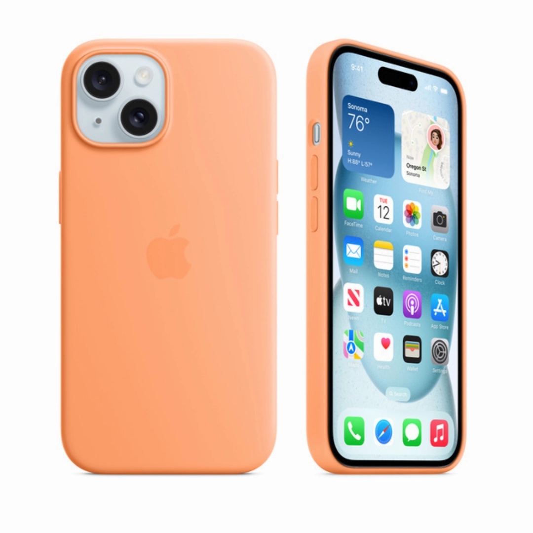 Anti Finger Oil Coating Bubble Free Screen Silicone Case - Orange Sorbet (Iphone 15)