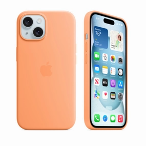 Anti Finger Oil Coating Bubble Free Screen Silicone Case - Orange Sorbet (Iphone 15)