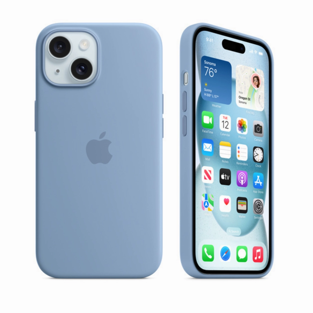 Silicone Case - Winter Blue (Iphone 15) Scratch Resistant Coating
