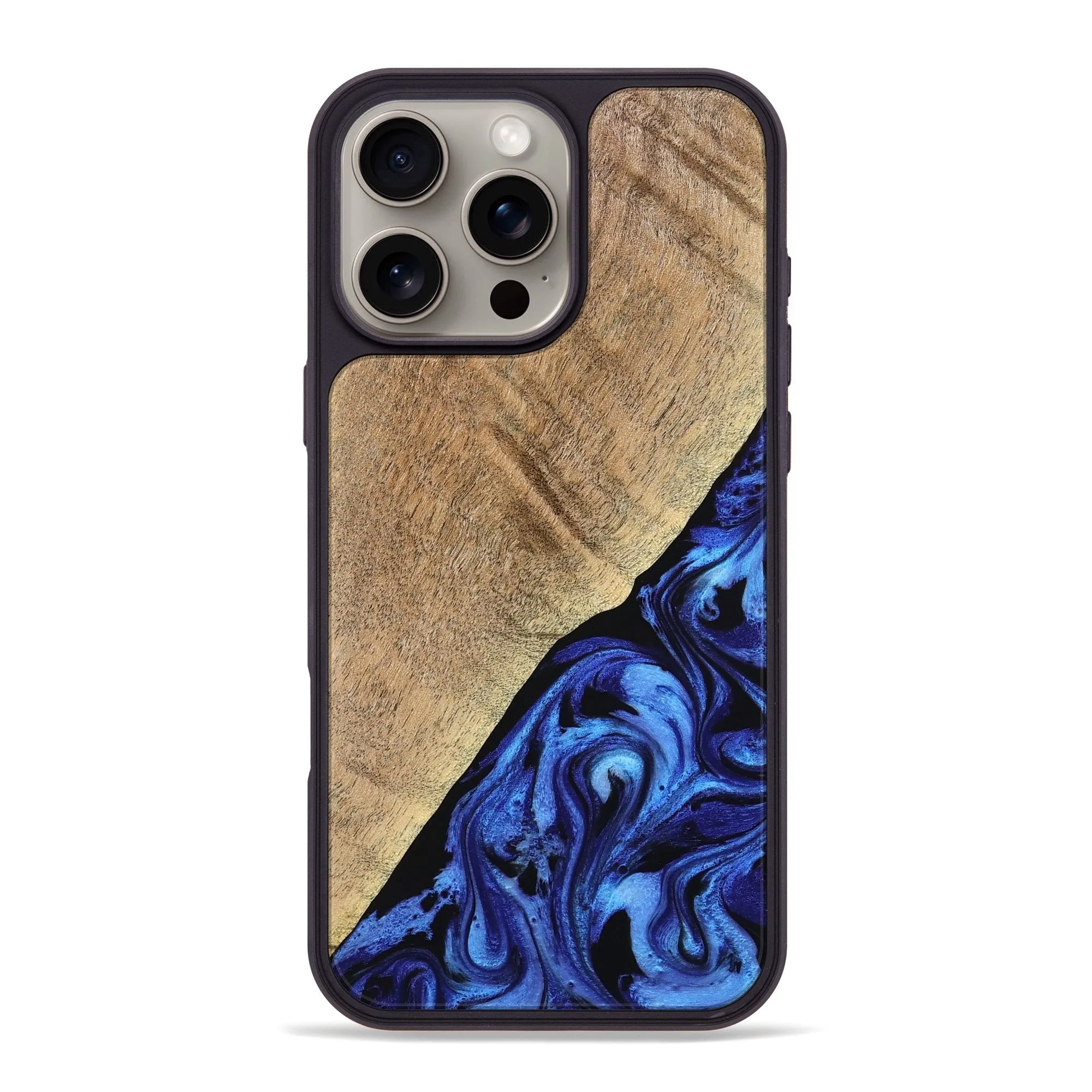 Screen Guard Drop Resistant Iphone 16 Pro Max Wood Phone Case - Jaylan (Blue, 776684)