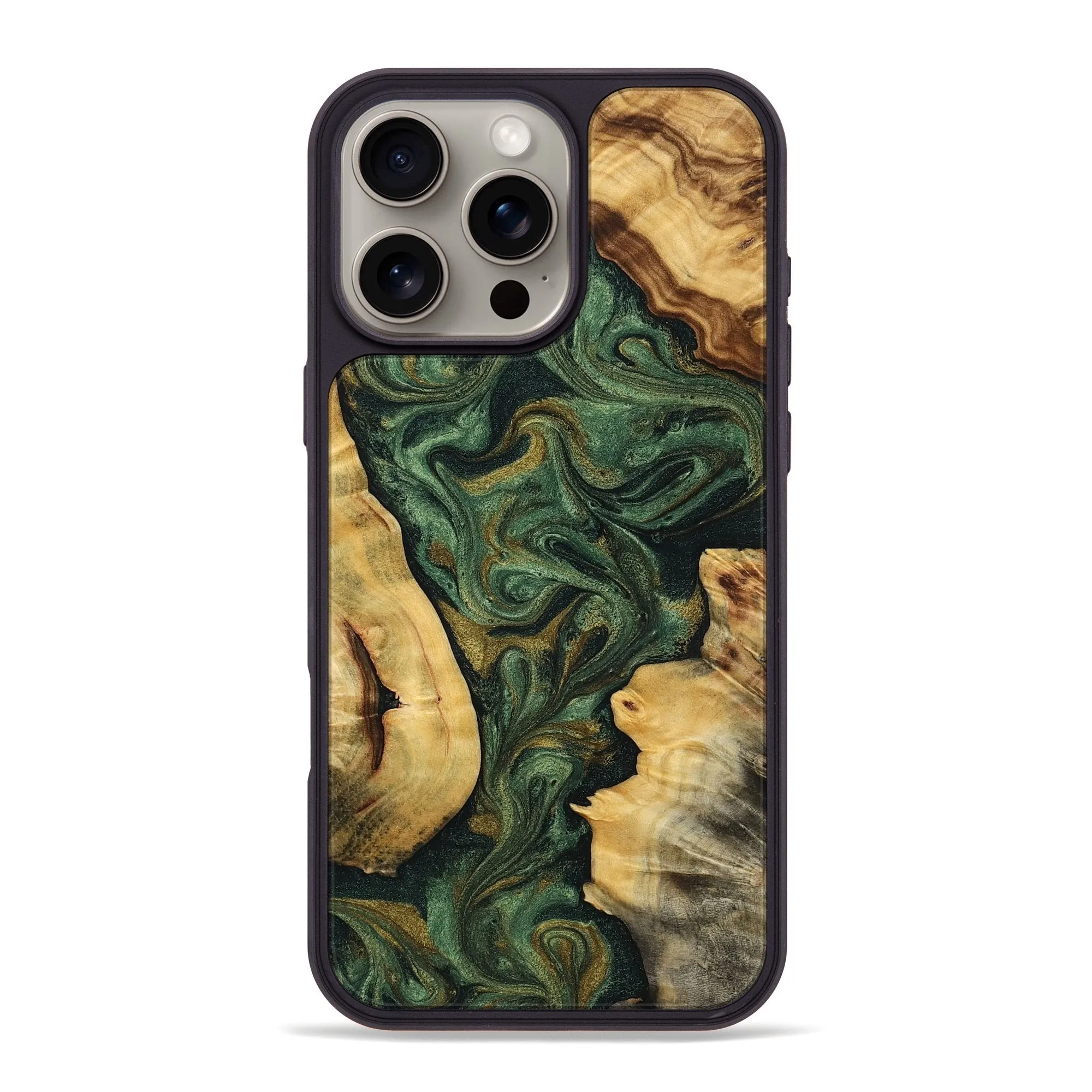 Iphone 16 Pro Max Wood Phone Case - Rayden (Green, 781790) Case Friendly Glass HD Clarity