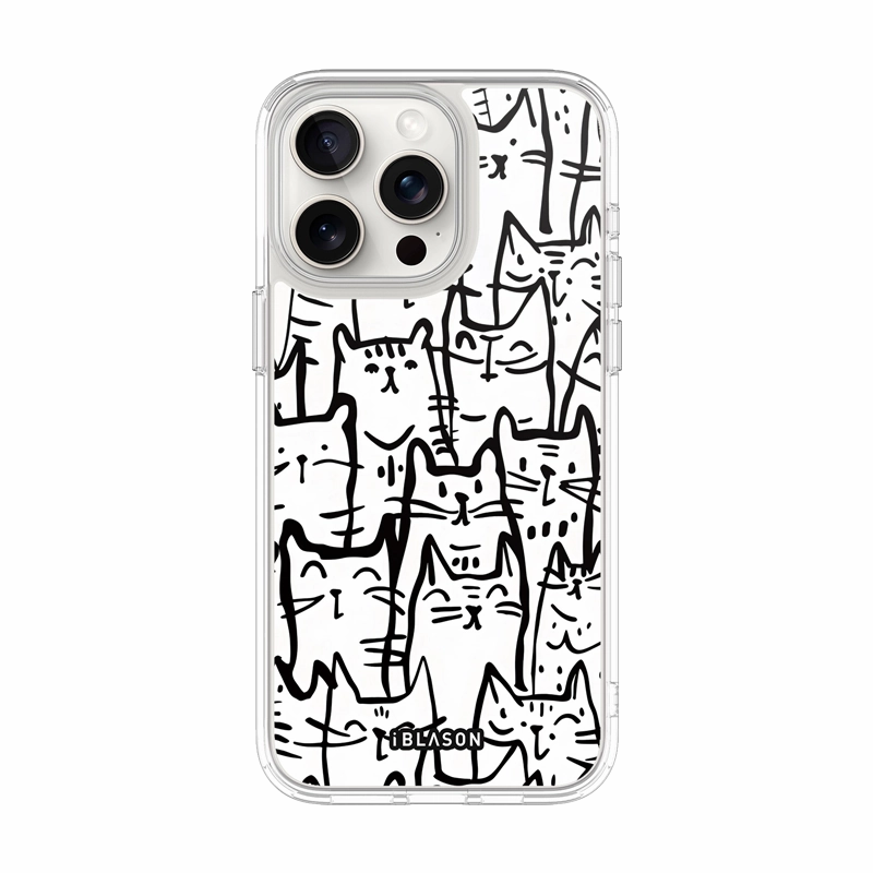 Iphone 16 Pro Halo Magsafe Cute Phone Case - White Cat Anti Scratch Coating Anti Reflection