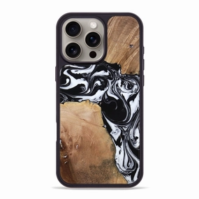 Iphone 16 Pro Max Wood Phone Case - Christ (Black & White, 770069) Shockproof Anti Finger Smudge