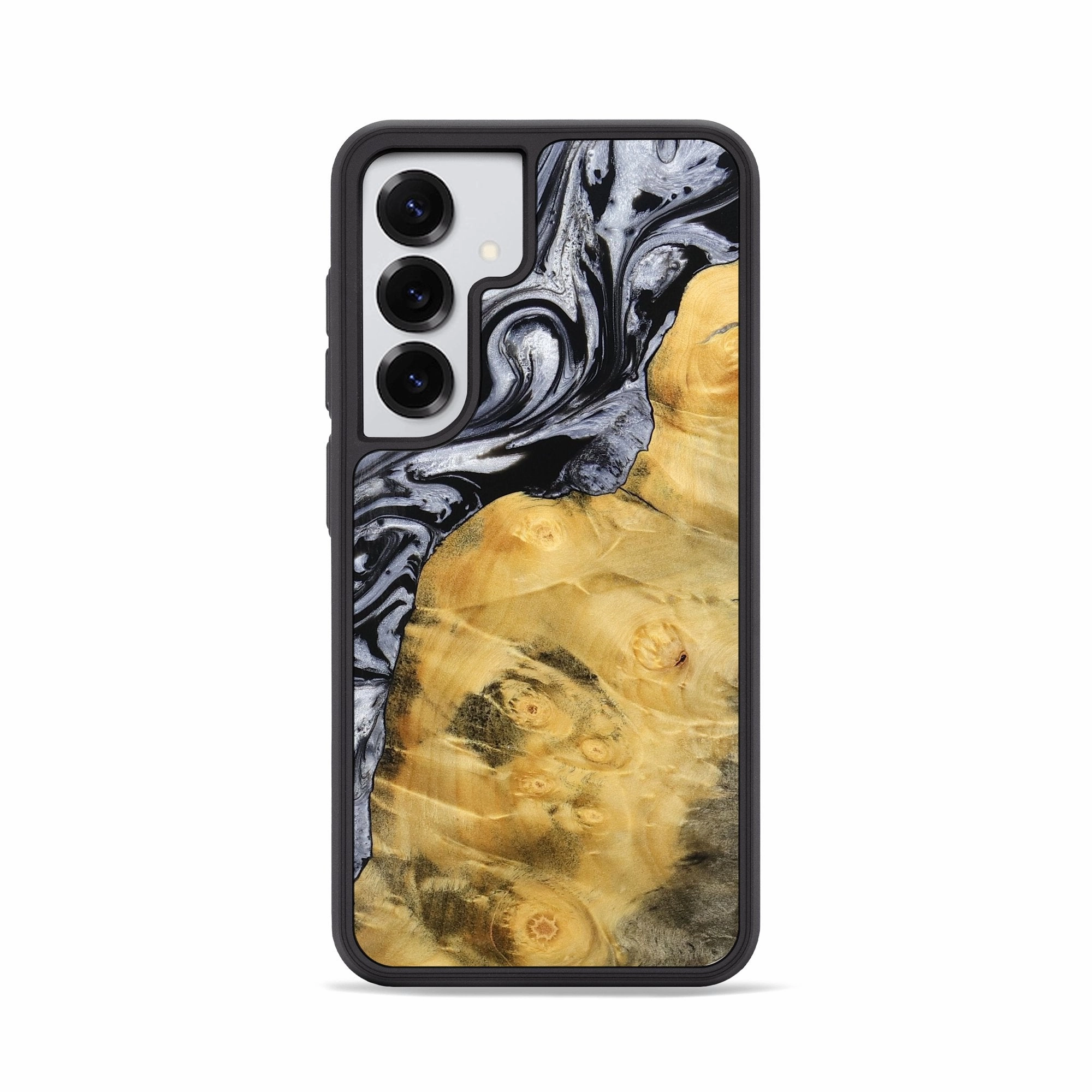 Anti Yellowing Screen Galaxy S25 Wood Phone Case - Aurelia (Black & White, 773313)