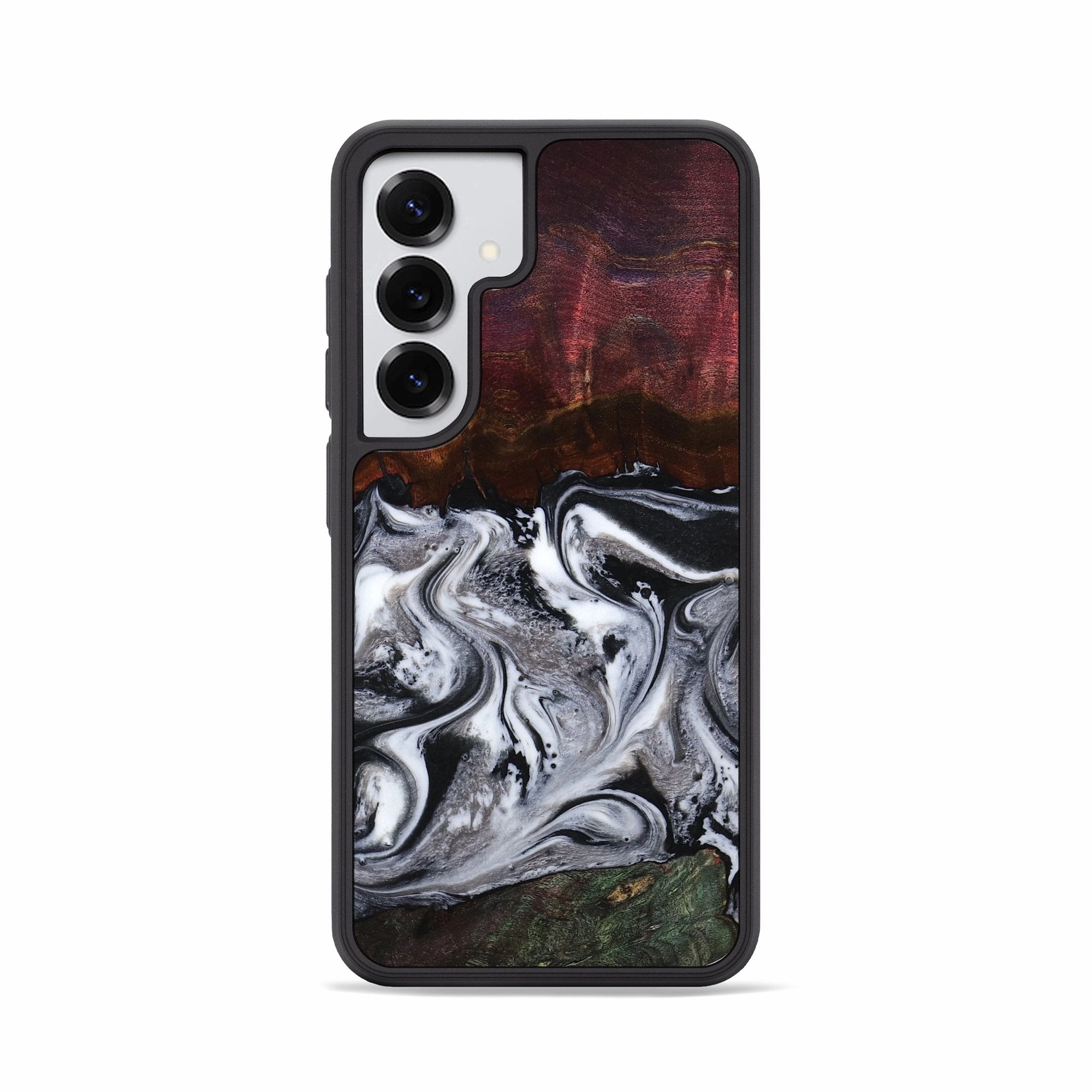 Tempered Glass Case Friendly Galaxy S25 Wood Phone Case - Kaila (Black & White, 780506)
