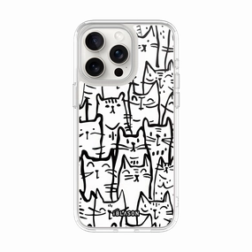 Oleophobic Coating Grip Friendly Iphone 14 Pro Max Halo Magsafe Cute Phone Case - White Cat