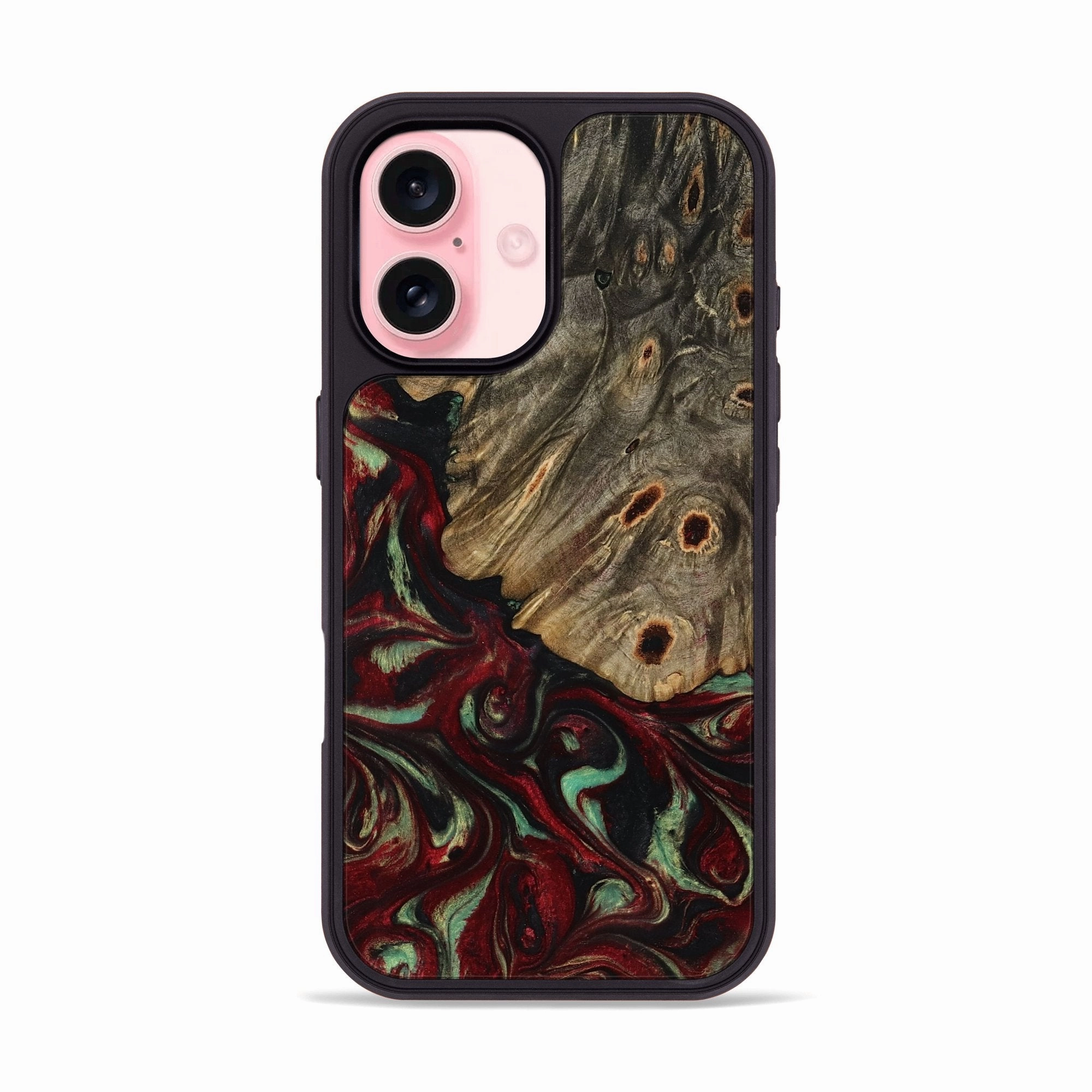 Iphone 16 Wood Phone Case - Adonis (Red, 770733) Rounded Edges