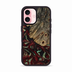 Iphone 16 Wood Phone Case - Adonis (Red, 770733) Rounded Edges