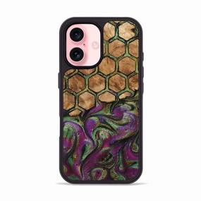 Bubble Resistant Film Fingerprint Free Iphone 16 Wood Phone Case - Amalia (Pattern, 775515)
