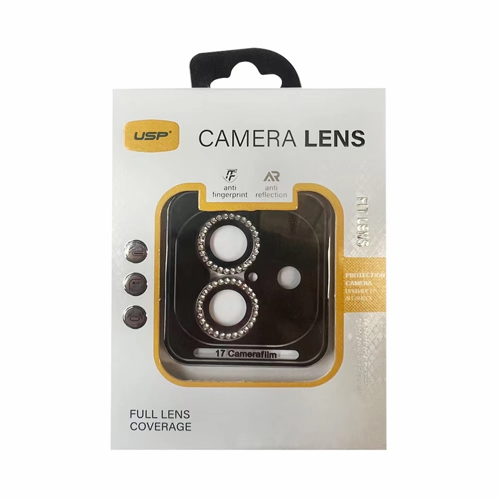 Usp Camera Lens Protector For Iphone 17 / 16 / 16 Plus Crystal Style Individual Ring Cover (Tempered Glass) Anti Static Film