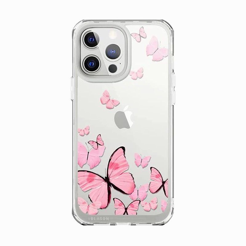 Scratch Resistant Glass Iphone 13 Pro Max Halo Case - Butterfly Pink