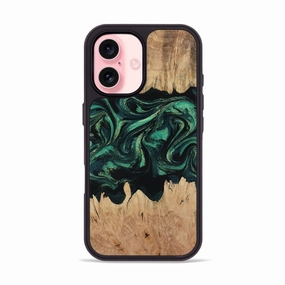 Iphone 16 Wood Phone Case - Erna (Green, 781774) Anti Finger Mark Film Ultra Slim Protector