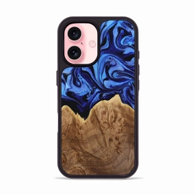 Iphone 16 Wood Phone Case - Glenn (Blue, 780067) Case Friendly