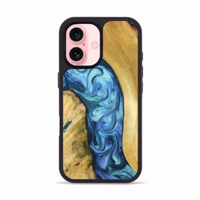 Iphone 16 Wood Phone Case - Meda (Blue, 779301) Anti Scratch Screen