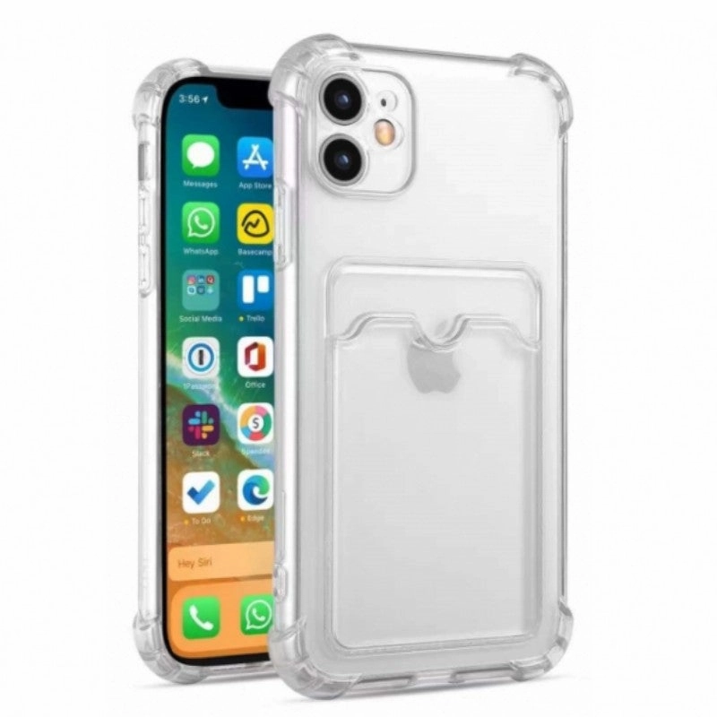 Phonix Case For Iphone 11 Pro Max Clear Jelly Case With Card Holder (Soft Round Airbags) Drop Protection Soft Edge
