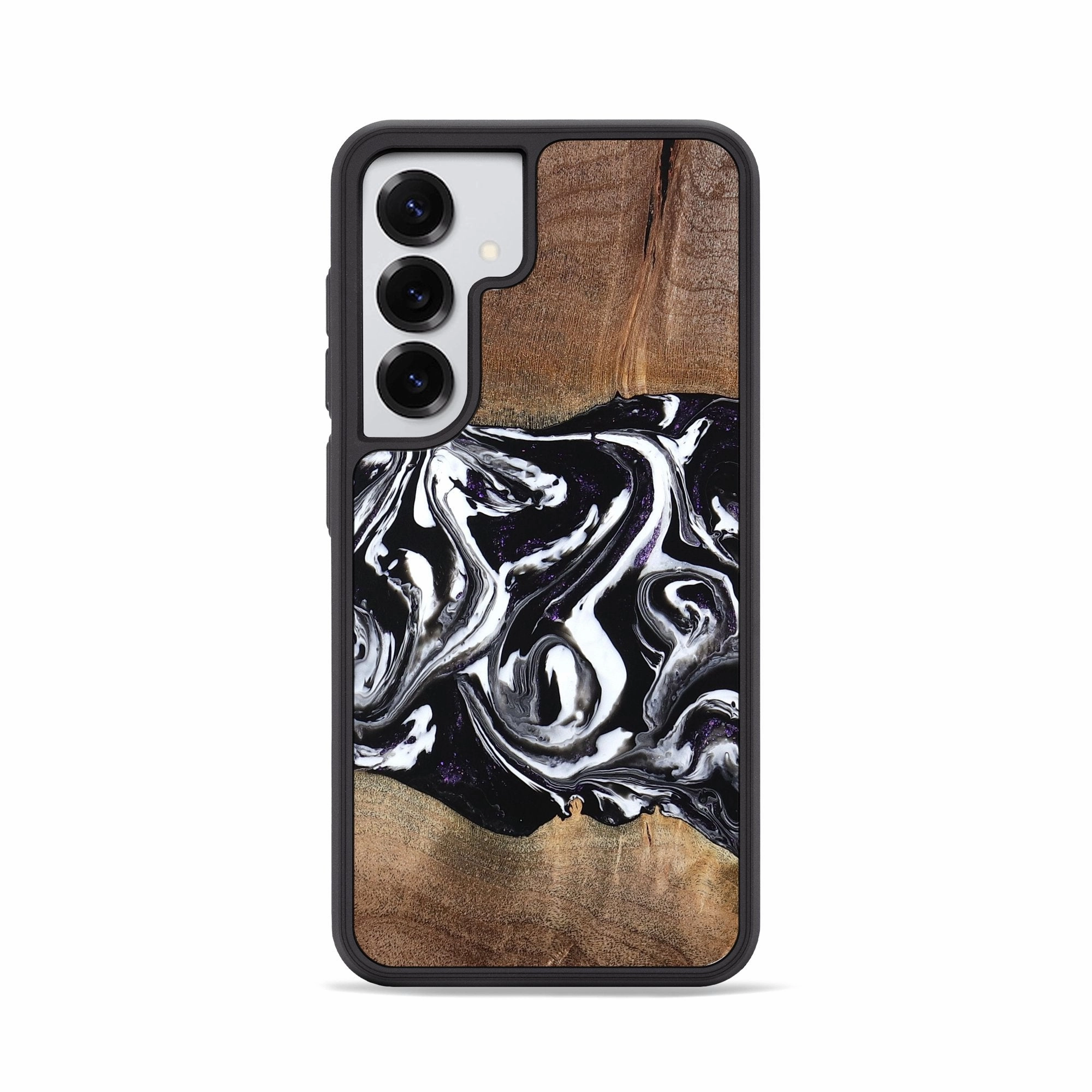 Anti Finger Stain Galaxy S25 Wood Phone Case - Justin (Black & White, 769057)