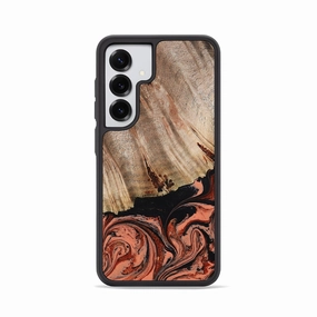 Galaxy S25 Wood Phone Case - Shanda (Red, 780745) Slim Screen Protector