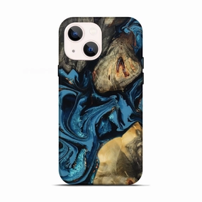 Iphone 13 Wood Live Edge Phone Case - Giada (Teal & Gold, 780325) Smooth Touch Privacy Screen