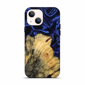Anti Finger Mark Scratch Proof Glass Iphone 13 Wood Live Edge Phone Case - Alysha (Blue, 781992)