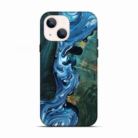 Iphone 13 Wood Live Edge Phone Case - Devin (Blue, 777369) Protective Layer