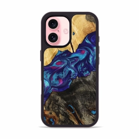 Bubble Resistant Film Iphone 16 Wood Phone Case - Cameron (Blue, 779785)