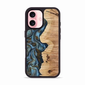 Crystal Clear Iphone 16 Wood Phone Case - Gustavo (Teal & Gold, 775840)