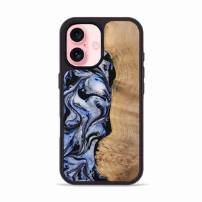 Raised Edges Iphone 16 Wood Phone Case - Santos (Blue, 772200)